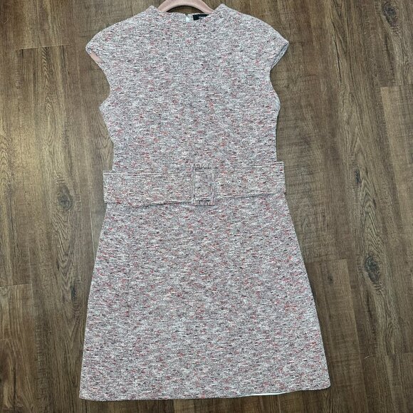 Theory Mod Belted Dress Size 10 Sheath Red White Work Career Office Classic - Picture 1 of 9